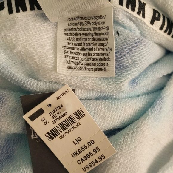 New NWT PINK Women's size Large Tie Dye Sweatshirt Zip Up Hoodie - Picture 3 of 4